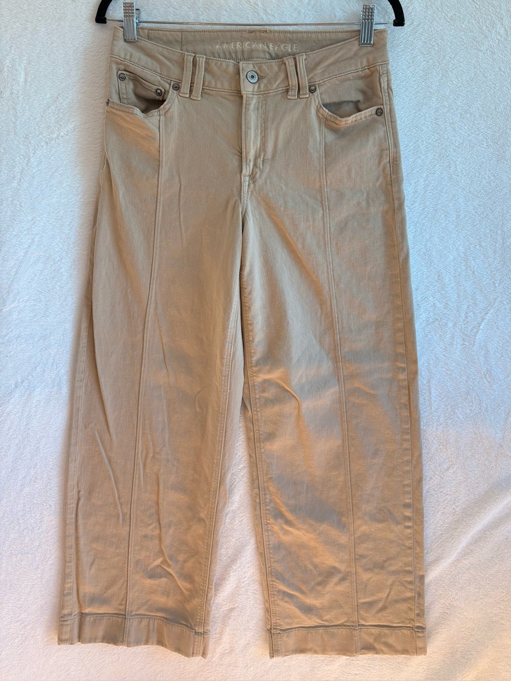 American Eagle Tan Khaki Cropped Wide Leg Pants Women's Size 2 Regular